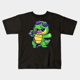 Cute Crocodile Singing Cartoon Kids T-Shirt